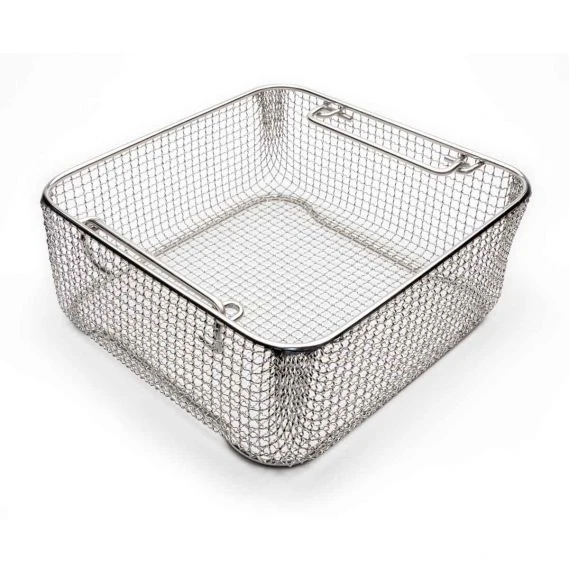Classic Crimped Wire Mesh Sterilization Baskets- Tilted Handles